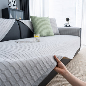 Geometric Textured Couch Slipcover Protector Non-Slip Ice Silk Sofa Cover for Couch