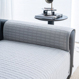 Geometric Textured Couch Slipcover Protector Non-Slip Ice Silk Sofa Cover for Couch