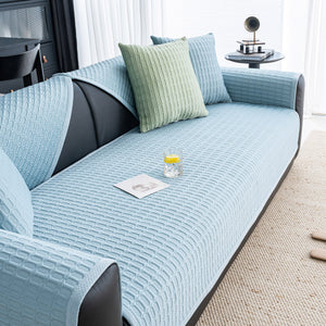 Geometric Textured Couch Slipcover Protector Non-Slip Ice Silk Sofa Cover for Couch