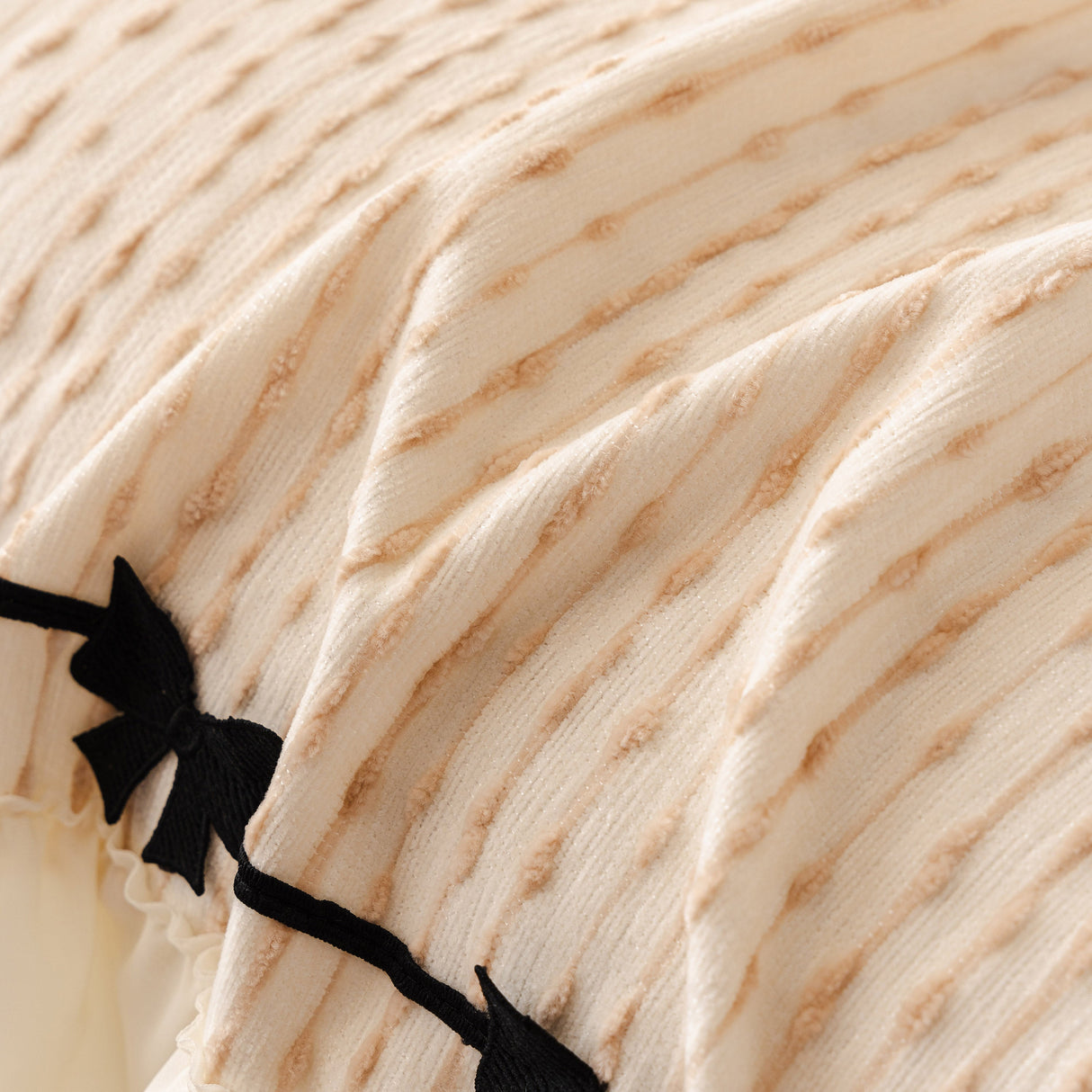 Ruffled Sofa Cover with Bowknot Decor, French Country Style Skirted Couch Slipcover