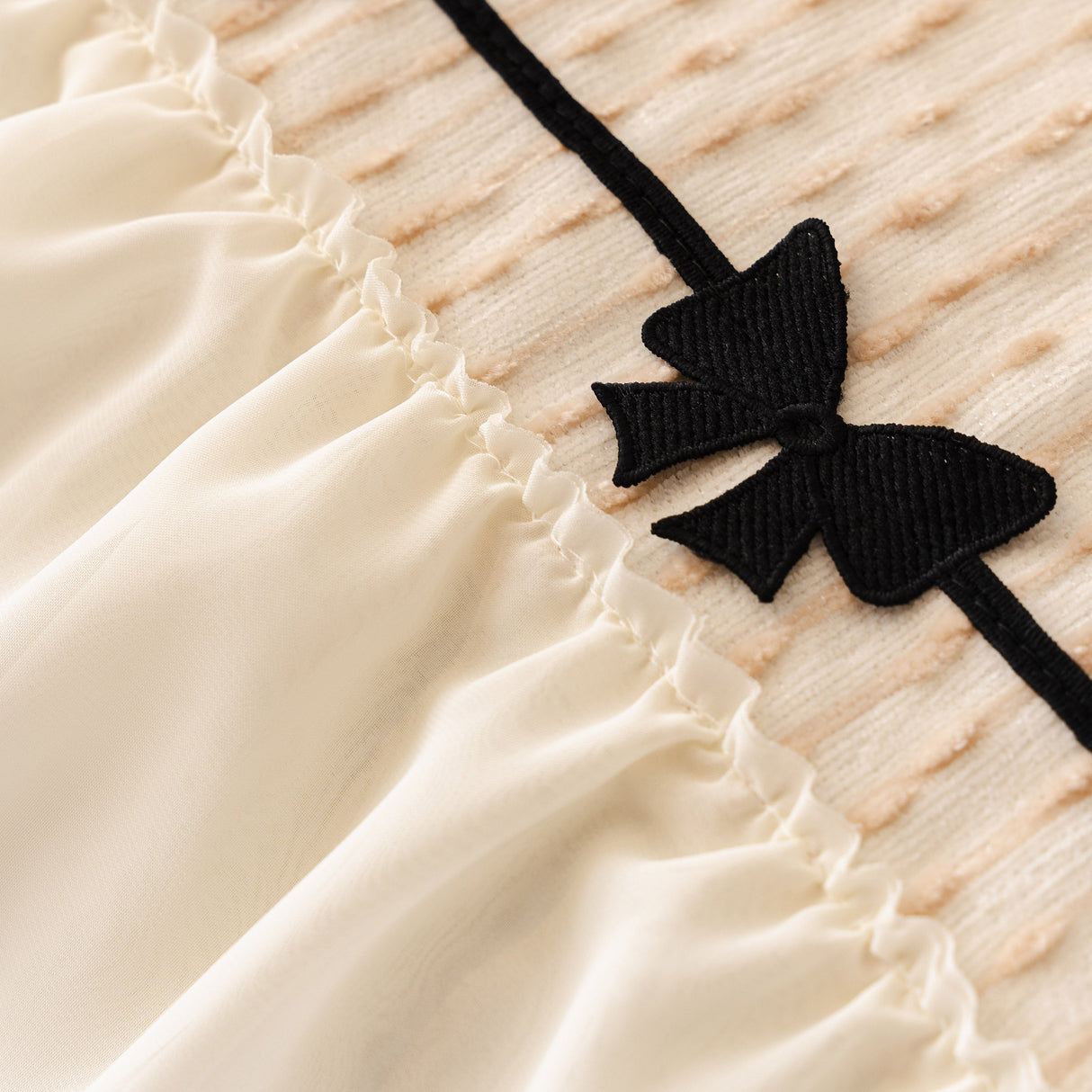 Ruffled Sofa Cover with Bowknot Decor, French Country Style Skirted Couch Slipcover