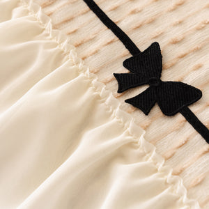 Ruffled Sofa Cover with Bowknot Decor, French Country Style Skirted Couch Slipcover