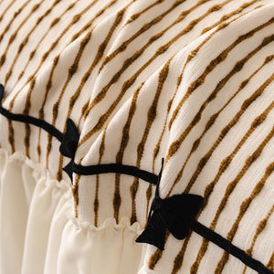 Ruffled Sofa Cover with Bowknot Decor, French Country Style Skirted Couch Slipcover