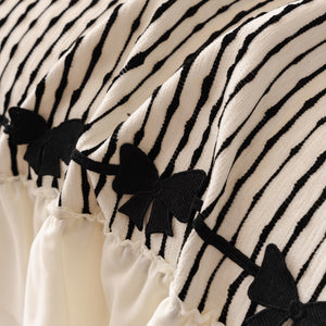 Ruffled Sofa Cover with Bowknot Decor, French Country Style Skirted Couch Slipcover