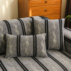 Non-Slip Sofa Cover with Thick Chenille Texture Woven Stripe Couch Protector Throw