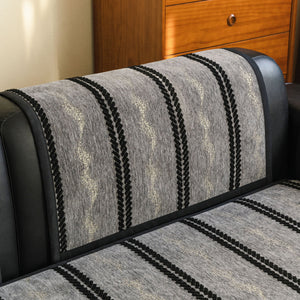 Non-Slip Sofa Cover with Thick Chenille Texture Woven Stripe Couch Protector Throw