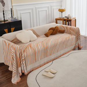 Chenille Striped Sofa Throw Blanket, Furniture Throw Covers Living Room Couch Cover
