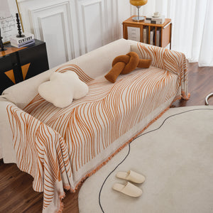 Chenille Striped Sofa Throw Blanket, Furniture Throw Covers Living Room Couch Cover
