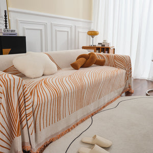 Chenille Striped Sofa Throw Blanket, Furniture Throw Covers Living Room Couch Cover