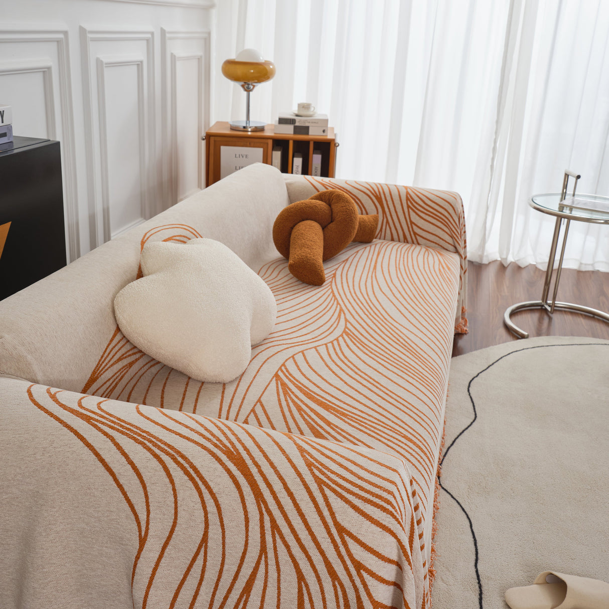 Chenille Striped Sofa Throw Blanket, Furniture Throw Covers Living Room Couch Cover