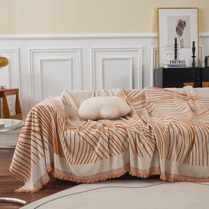 Chenille Striped Sofa Throw Blanket, Furniture Throw Covers Living Room Couch Cover