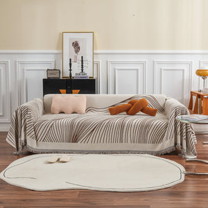 Chenille Striped Sofa Throw Blanket, Furniture Throw Covers Living Room Couch Cover