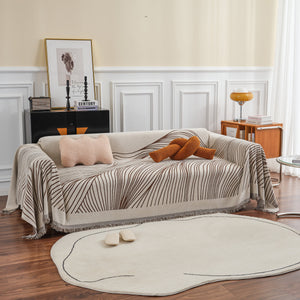 Chenille Striped Sofa Throw Blanket, Furniture Throw Covers Living Room Couch Cover
