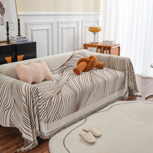 Chenille Striped Sofa Throw Blanket, Furniture Throw Covers Living Room Couch Cover
