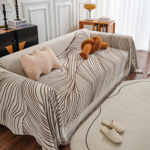 Chenille Striped Sofa Throw Blanket, Furniture Throw Covers Living Room Couch Cover