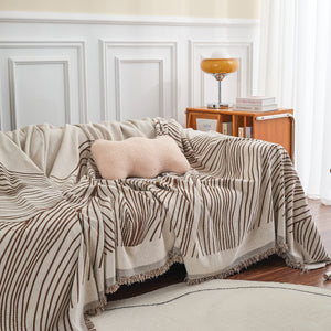 Chenille Striped Sofa Throw Blanket, Furniture Throw Covers Living Room Couch Cover