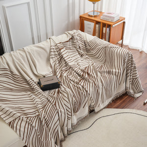 Chenille Striped Sofa Throw Blanket, Furniture Throw Covers Living Room Couch Cover