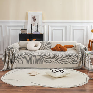 Chenille Striped Sofa Throw Blanket, Furniture Throw Covers Living Room Couch Cover