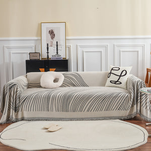 Chenille Striped Sofa Throw Blanket, Furniture Throw Covers Living Room Couch Cover