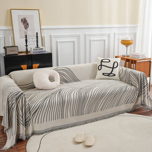 Chenille Striped Sofa Throw Blanket, Furniture Throw Covers Living Room Couch Cover