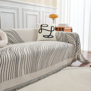 Chenille Striped Sofa Throw Blanket, Furniture Throw Covers Living Room Couch Cover
