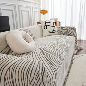 Chenille Striped Sofa Throw Blanket, Furniture Throw Covers Living Room Couch Cover