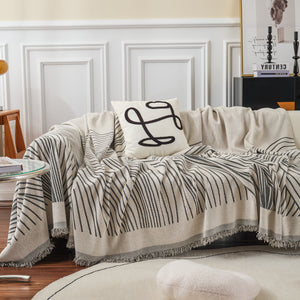 Chenille Striped Sofa Throw Blanket, Furniture Throw Covers Living Room Couch Cover