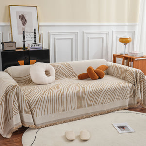 Chenille Striped Sofa Throw Blanket, Furniture Throw Covers Living Room Couch Cover