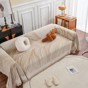 Chenille Striped Sofa Throw Blanket, Furniture Throw Covers Living Room Couch Cover