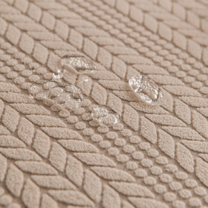 High Stretch Wheat Ear Embossed Textured Couch Slipcover, Water Repellent Sofa Cover