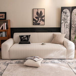 High Stretch Wheat Ear Embossed Textured Couch Slipcover, Water Repellent Sofa Cover