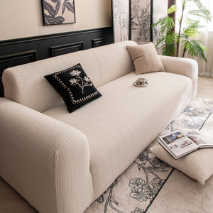 High Stretch Wheat Ear Embossed Textured Couch Slipcover, Water Repellent Sofa Cover