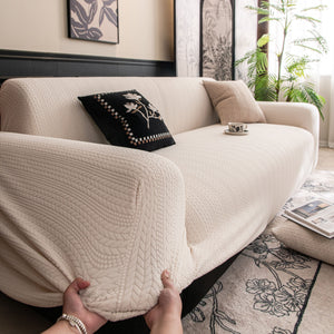 High Stretch Wheat Ear Embossed Textured Couch Slipcover, Water Repellent Sofa Cover