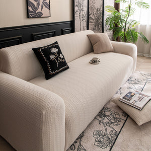 High Stretch Wheat Ear Embossed Textured Couch Slipcover, Water Repellent Sofa Cover