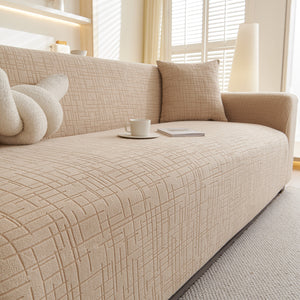 Embossed Lines Couch Covers Stretchable Non-Slip & Washable Sofa Slipcovers