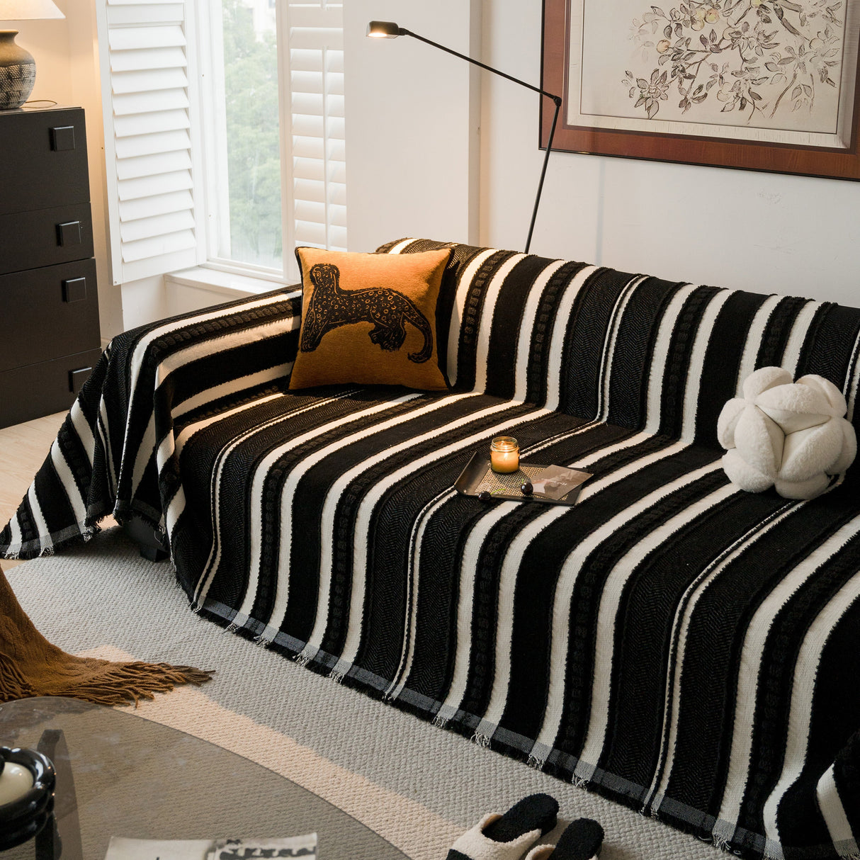 Bohemian Striped Sofa Cover, Decor Woven Throw for Couch, Loveseat, or Sectional