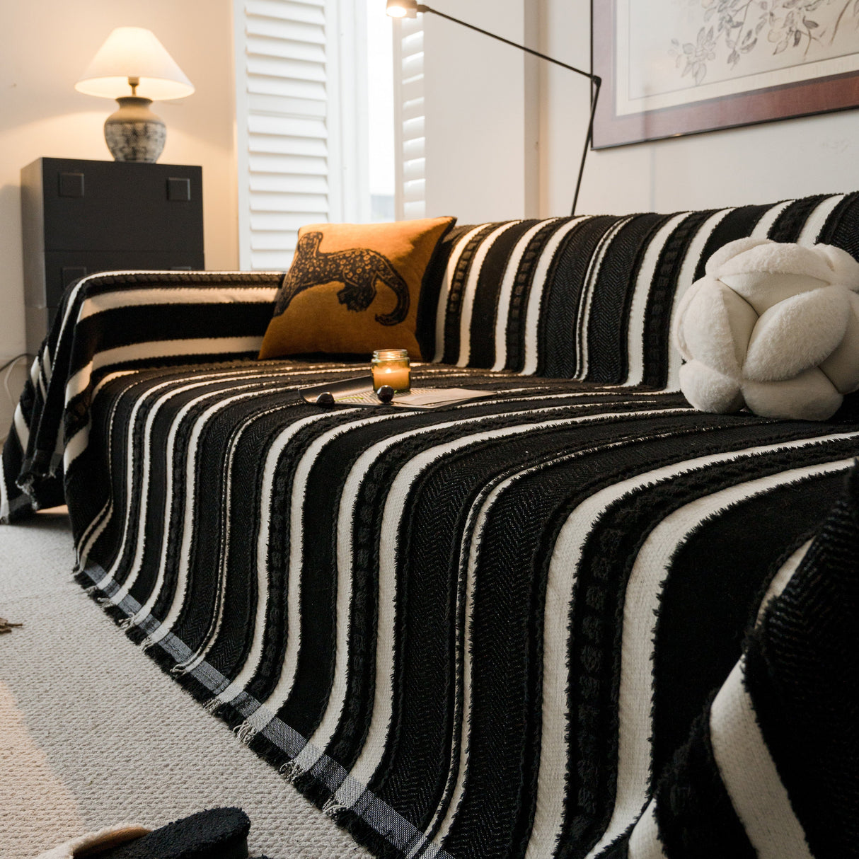 Bohemian Striped Sofa Cover, Decor Woven Throw for Couch, Loveseat, or Sectional