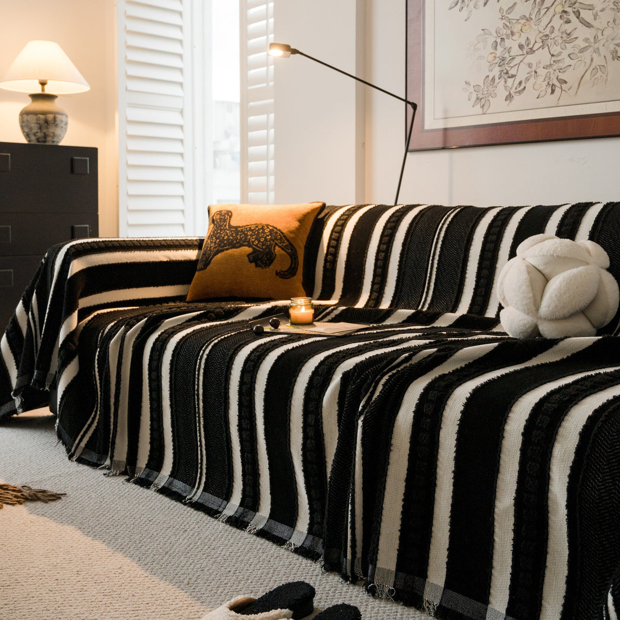 Bohemian Striped Sofa Cover, Decor Woven Throw for Couch, Loveseat, or Sectional