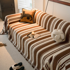 Bohemian Striped Sofa Cover, Decor Woven Throw for Couch, Loveseat, or Sectional