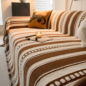 Bohemian Striped Sofa Cover, Decor Woven Throw for Couch, Loveseat, or Sectional