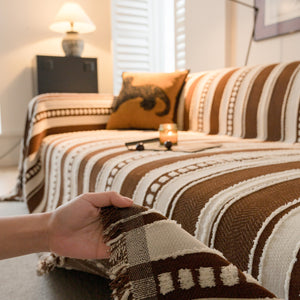 Bohemian Striped Sofa Cover, Decor Woven Throw for Couch, Loveseat, or Sectional