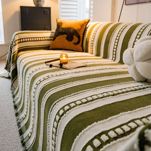 Bohemian Striped Sofa Cover, Decor Woven Throw for Couch, Loveseat, or Sectional