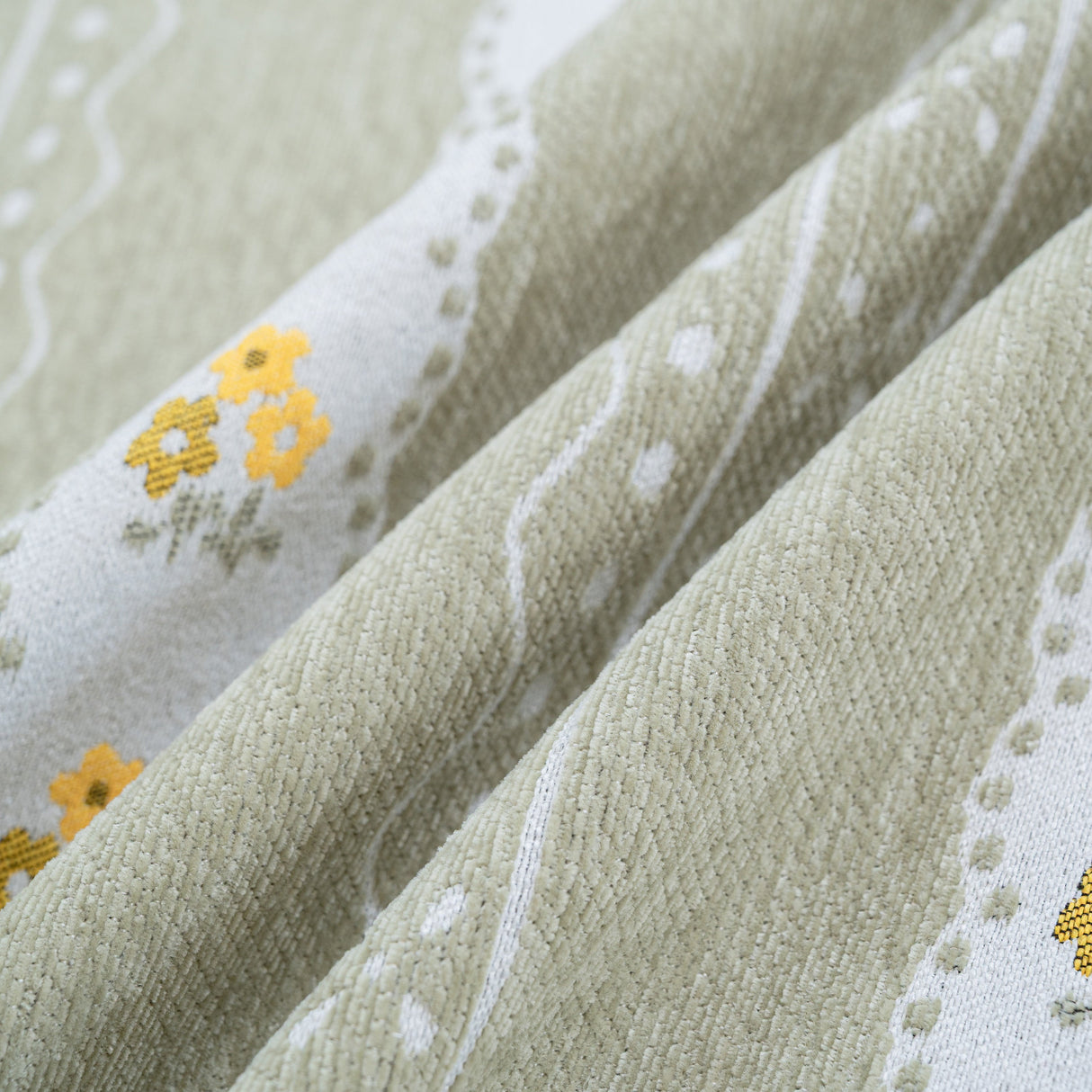 Daisy Striped Sofa Cover with Sheer Ruffle Skirt, Floral Soft Slipcover Blanket