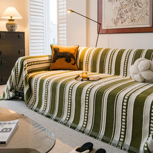 Bohemian Striped Sofa Cover, Decor Woven Throw for Couch, Loveseat, or Sectional
