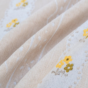 Daisy Striped Sofa Cover with Sheer Ruffle Skirt, Floral Soft Slipcover Blanket