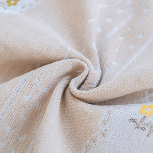 Daisy Striped Sofa Cover with Sheer Ruffle Skirt, Floral Soft Slipcover Blanket