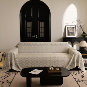 Sofa Cover Throw with Subtle Textured Stripes Lightweight Smooth Couch Slipcover