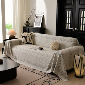 Sofa Cover Throw with Subtle Textured Stripes Lightweight Smooth Couch Slipcover