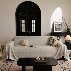 Sofa Cover Throw with Subtle Textured Stripes Lightweight Smooth Couch Slipcover