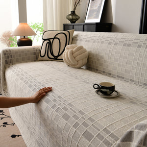 Sofa Cover Throw with Subtle Textured Stripes Lightweight Smooth Couch Slipcover